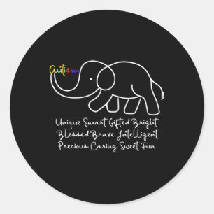 Autism Awareness Day Elephant Animal Autism Gift Classic Round Sticker