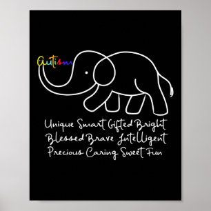 Autism Awareness Day Elephant Animal Autism Gift Poster
