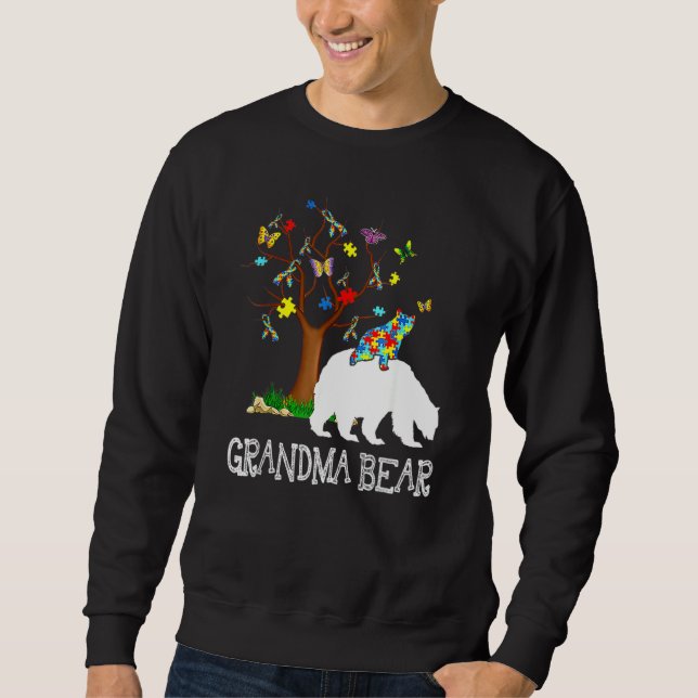 Autism Awareness Day Grandma Bear Support Autistic Sweatshirt (Front)