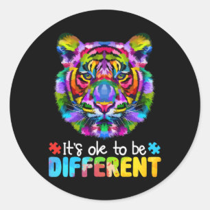 Autism Awareness Day It's Ok To Be Different Colou Classic Round Sticker