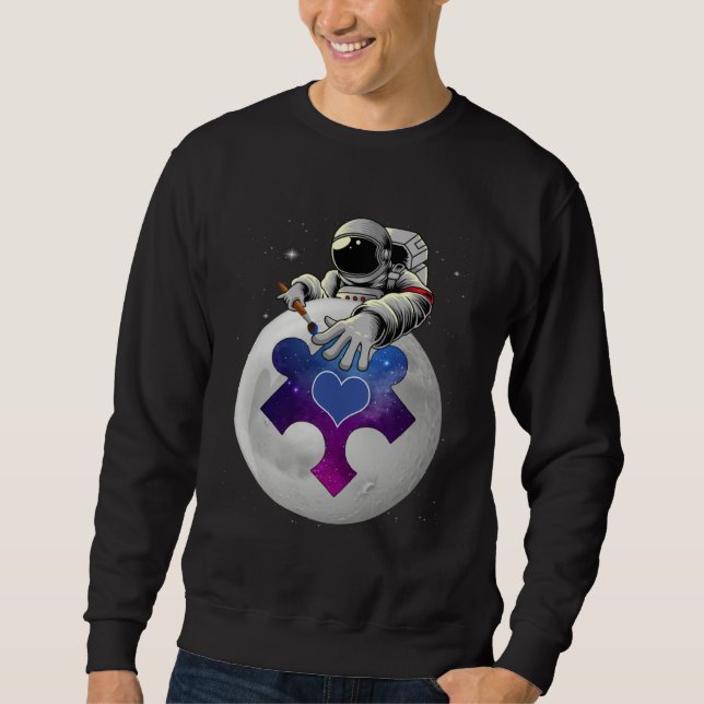 Autism Awareness Day Outer Space Astronaut Puzzle  Sweatshirt (Front)