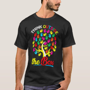 Autism Awareness Day Think Outside The Box Tree Ha T-Shirt