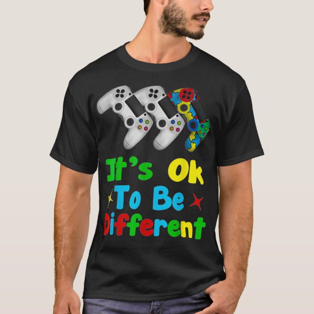 Autism Awareness Day Video Game Puzzle Different T T-Shirt (Front)