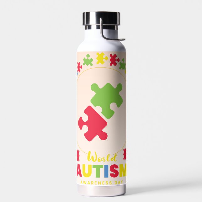 Autism Awareness Day Water Bottle (Left)