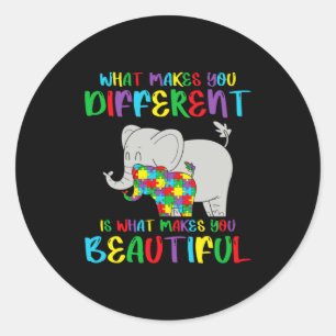 Autism Awareness Different But Beautiful Autism Wo Classic Round Sticker