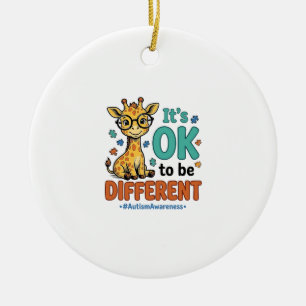 Autism Awareness Different Giraffe Vintage Shirt_1 Ceramic Ornament