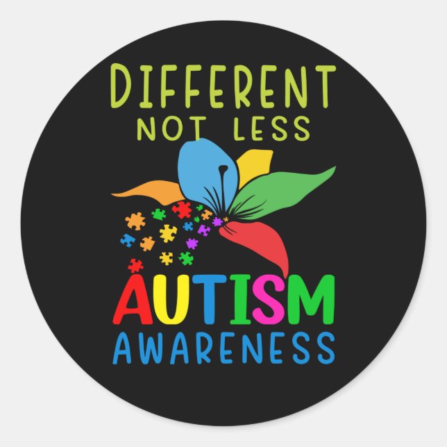 Autism Awareness Different Not Less Classic Round Sticker (Front)