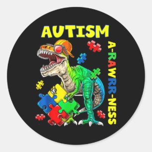 Autism Awareness Dino Autistic Toddler Boys Cute D Classic Round Sticker