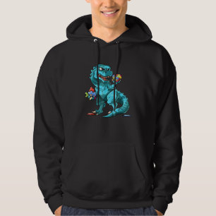 Autism Awareness Dinosaur Heart Puzzle Pieces Hoodie