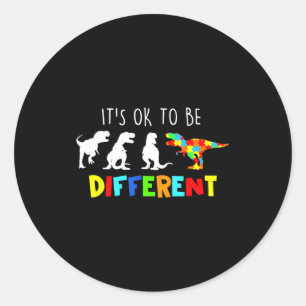 Autism Awareness Dinosaur Kid Boys Classic Round Sticker