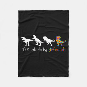 Autism Awareness Dinosaur Kid Boys Its Ok To Be Di Fleece Blanket