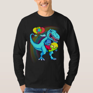 Autism Awareness Dinosaur Puzzle Rainbow Rex Activ T-Shirt