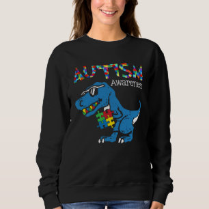 Autism Awareness Dinosaur rex  In April We Wear Bl Sweatshirt