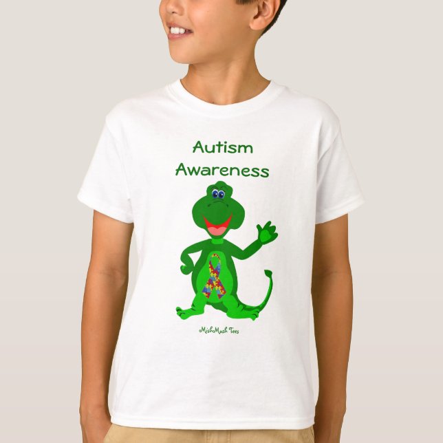 Autism Awareness Dinosaur T-Shirt (Front)