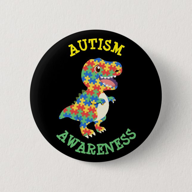 Autism Awareness Dinosaurs 6 Cm Round Badge (Front)
