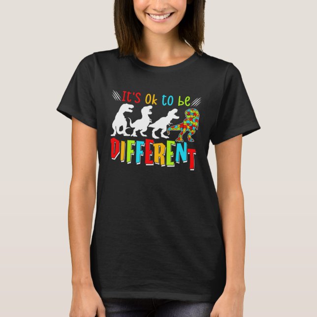 Autism Awareness Dinosaurs Kid Boys Autism Differe T-Shirt (Front)