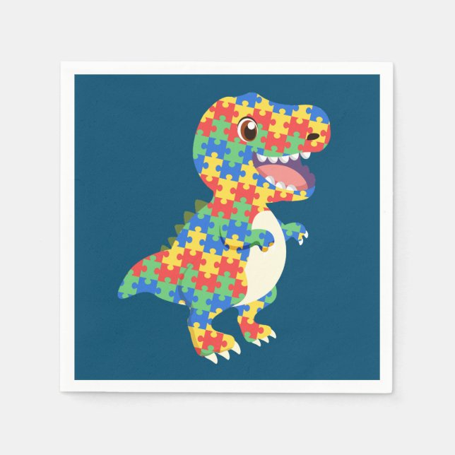 Autism Awareness Dinosaurs Napkin (Front)