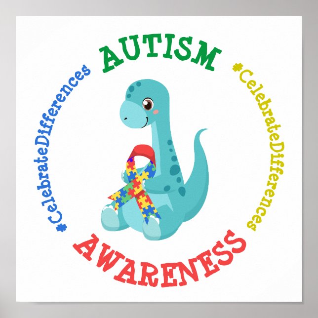 Autism Awareness Dinosaurs Poster (Front)