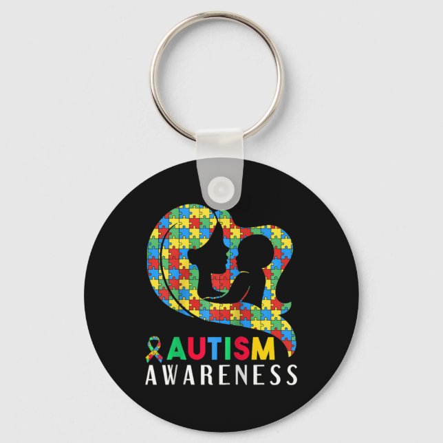 Autism Awareness Disabilities Month Support  Key Ring (Front)
