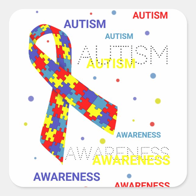 Autism Awareness dots Square Sticker (Front)