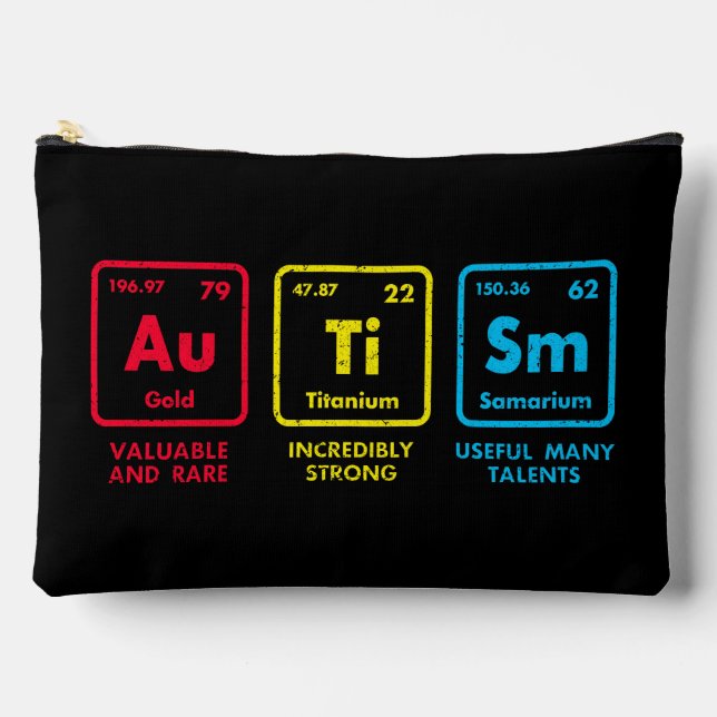 Autism Awareness Elements Periodic Table Accessory Pouch (Front)