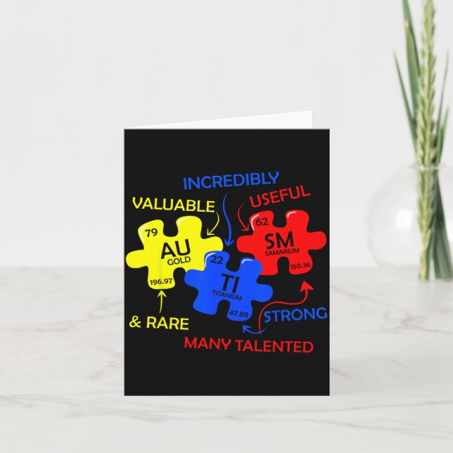 Autism Awareness Elements Periodic Table ASD Men Card (Front)