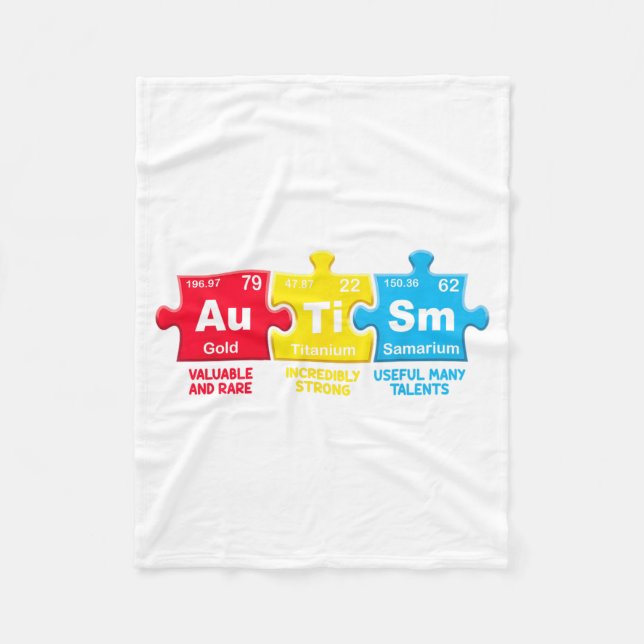 Autism Awareness Elements Periodic Table ASD Men Fleece Blanket (Front)