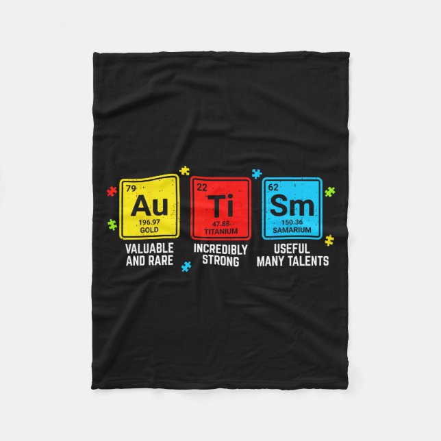 Autism Awareness Elements Periodic Table ASD Men Fleece Blanket (Front)