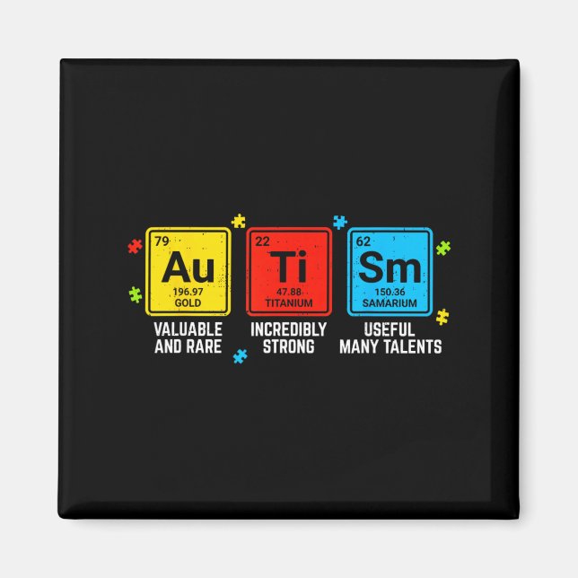 Autism Awareness Elements Periodic Table ASD Men Magnet (Front)