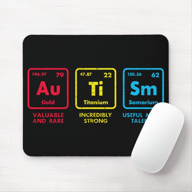 Autism Awareness Elements Periodic Table Mouse Pad (With Mouse)