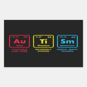 Autism Awareness Elements Periodic Table Rectangular Sticker