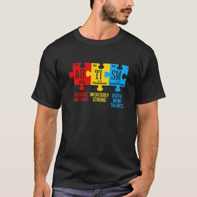 Autism Awareness Elements Periodic Table T-Shirt (Front)