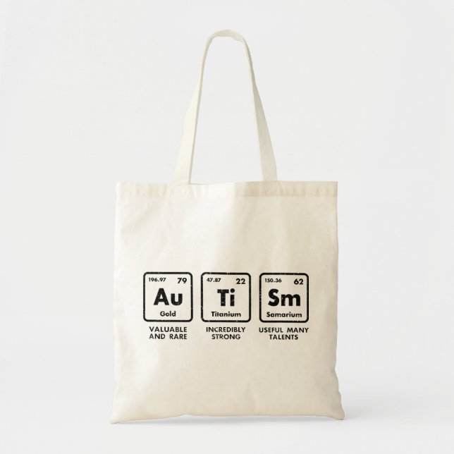 Autism Awareness Elements Periodic Table Tote Bag (Front)