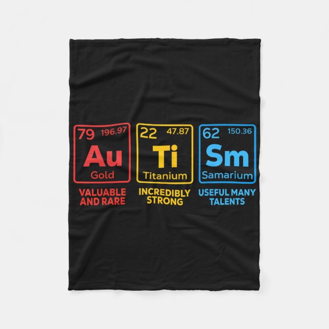 Autism Awareness Elements Periodic Table Women Men Fleece Blanket (Front)