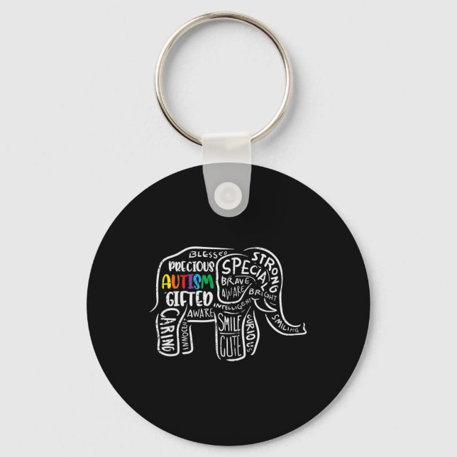 Autism Awareness Elephant Acceptance Autistic Men  Key Ring (Front)