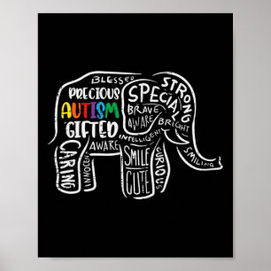 Autism Awareness Elephant Acceptance Autistic Men Poster