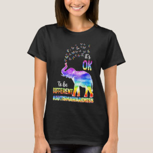 Autism Awareness Elephant Butterfly Its Ok To Be D T-Shirt