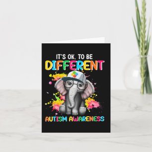 Autism Awareness Elephant Flower Its Ok To Be Diff Card