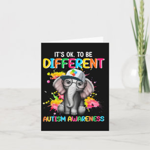 Autism Awareness Elephant Flower Its Ok To Be Diff Card