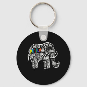Autism Awareness Elephant Key Ring
