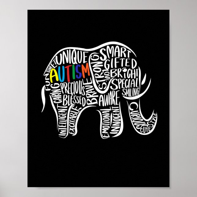 Autism Awareness Elephant Poster (Front)