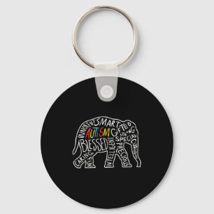 Autism Awareness Elephant Shirt Words Animal Lover Key Ring