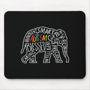 Autism Awareness Elephant Shirt Words Animal Lover Mouse Pad