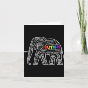 Autism Awareness Elephant Tygraphy T Shirt  Card