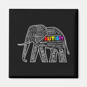 Autism Awareness Elephant Tygraphy T Shirt Magnet