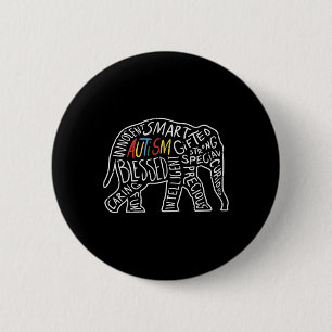 Autism Awareness Elephant Words Animal Lover Gift 6 Cm Round Badge
