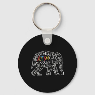 Autism Awareness Elephant  Words Animal Lover Gift Key Ring