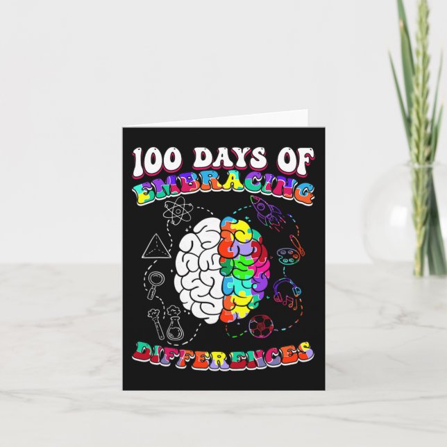 Autism Awareness Embrace Differences 100 Days Of S Card (Front)