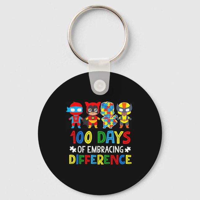 Autism Awareness Embrace Differences 100 Days Of S Key Ring (Front)