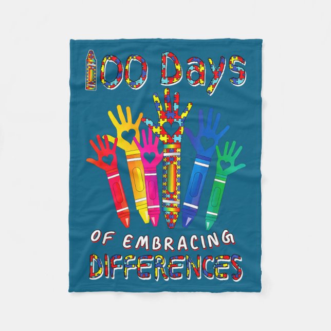 Autism Awareness Embrace Differences 100 Fleece Blanket (Front)